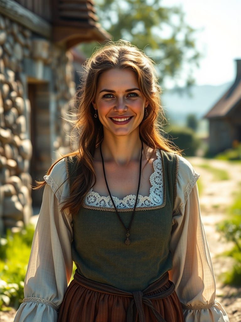Medieval Lady in Village Bliss