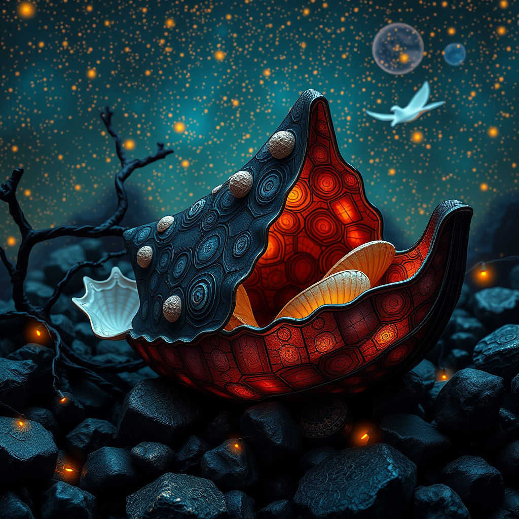 Surreal Seashells Christmas in Psychedelic Splash Art
