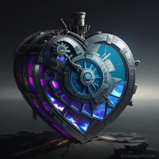 Steampunk Engine Powers Crystalline Heart