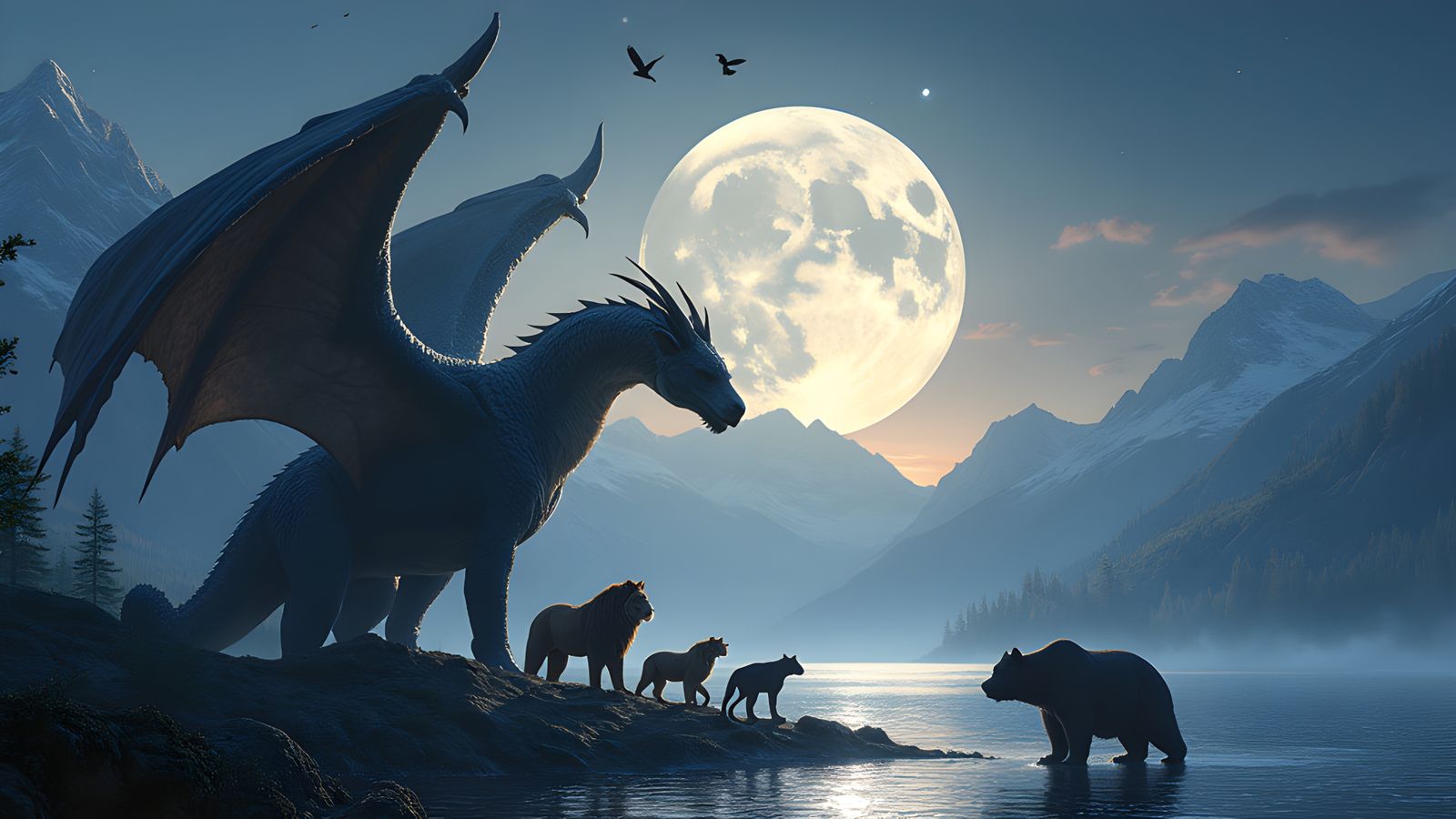 Dragon Guardian: Hyperrealistic Fantasy Landscape