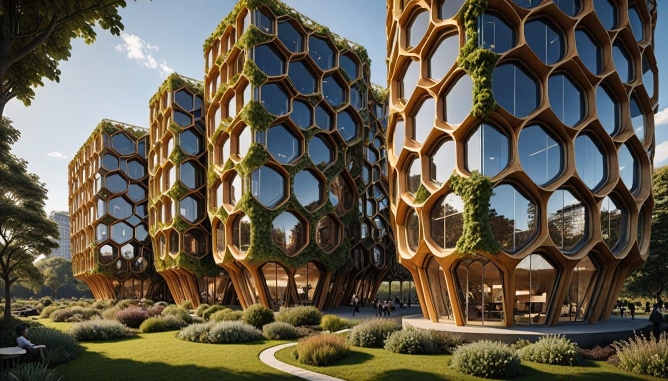 Nature-Inspired Buildings with Honeycomb Patterns