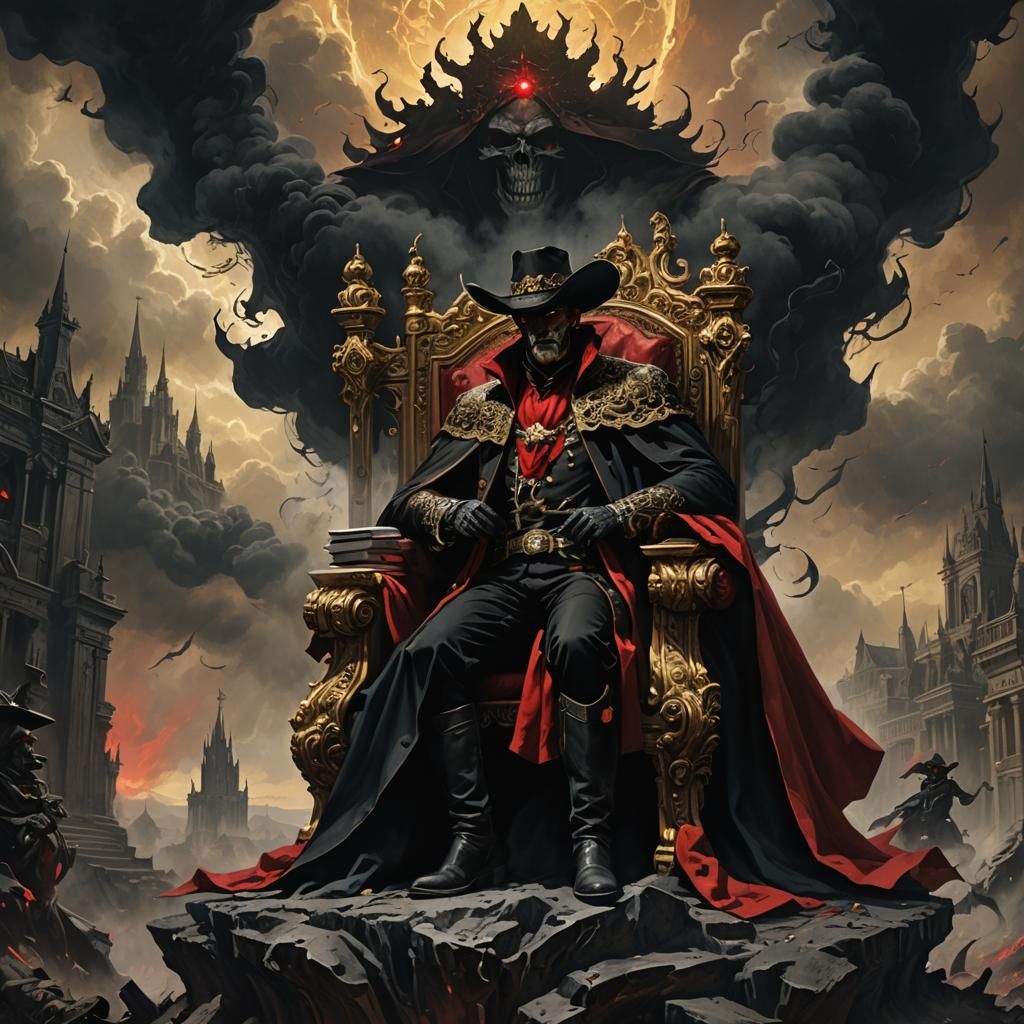 Sinister Texas King on Throne, Dark Fantasy Art