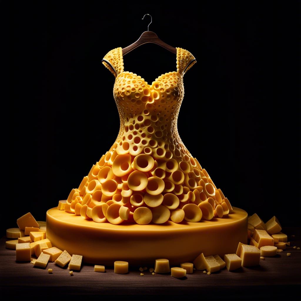 Hyperrealistic Cheese Dress with Intricate Details
