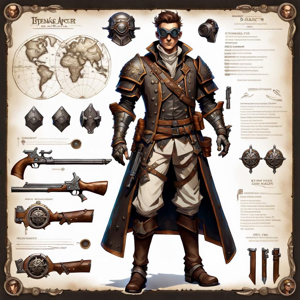 Teenage Artificer Character Sheet with Flintlock Pistol