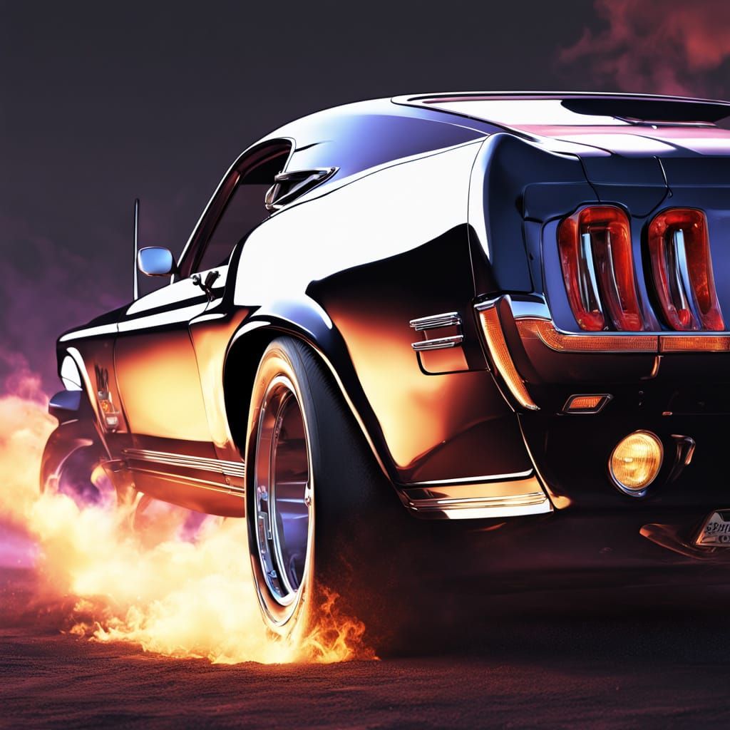 1969 Mustang Boss 429 with Crystal Flames, Cinematic Style
