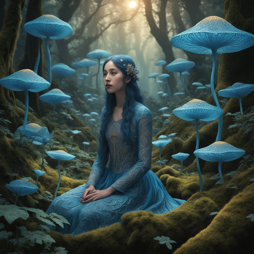 Dreamlike Figure in Cosmic Landscape, Biomechanical Art