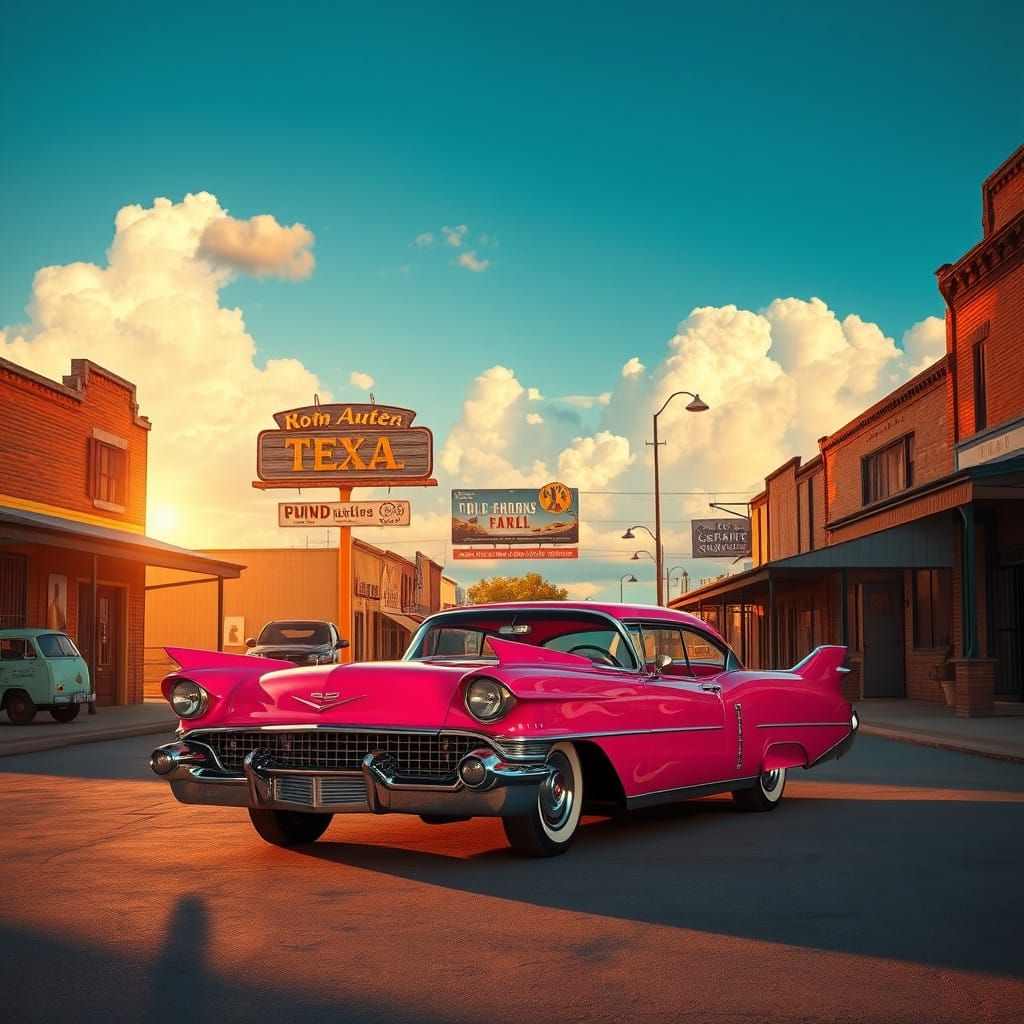 Pink Cadillac in a Charming Texan Town