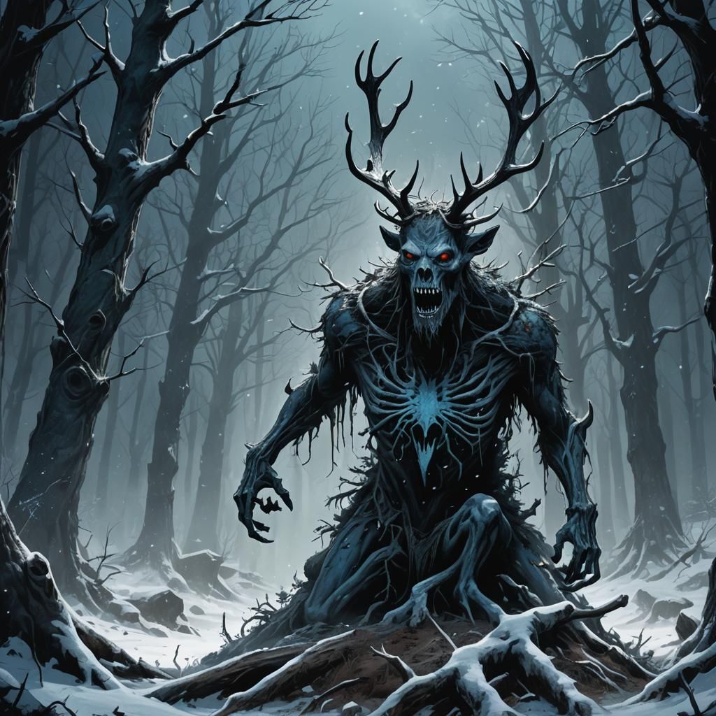 Wendigo Rising: Dark Fantasy Illustration