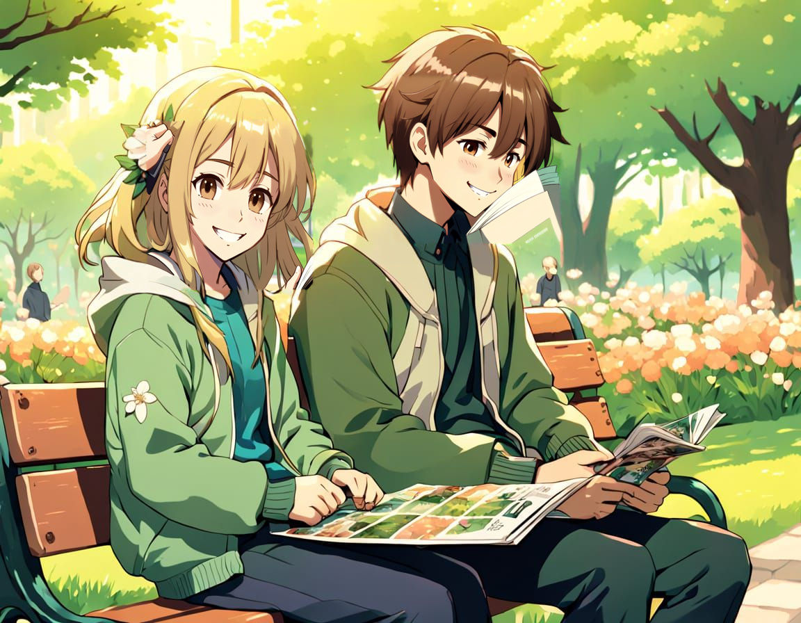 Charming Couple Relaxing in a Park