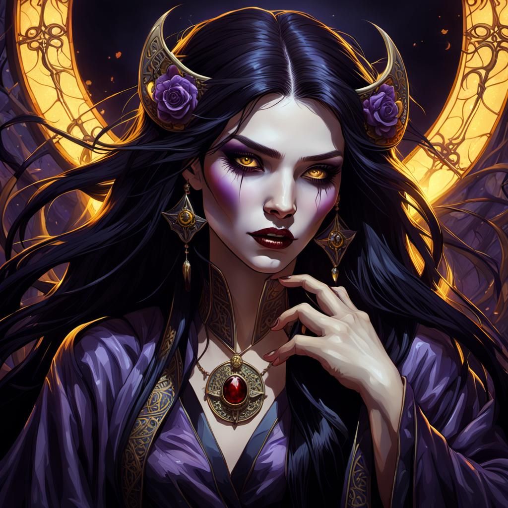Vampire Woman Portrait in Dark Fantasy Style