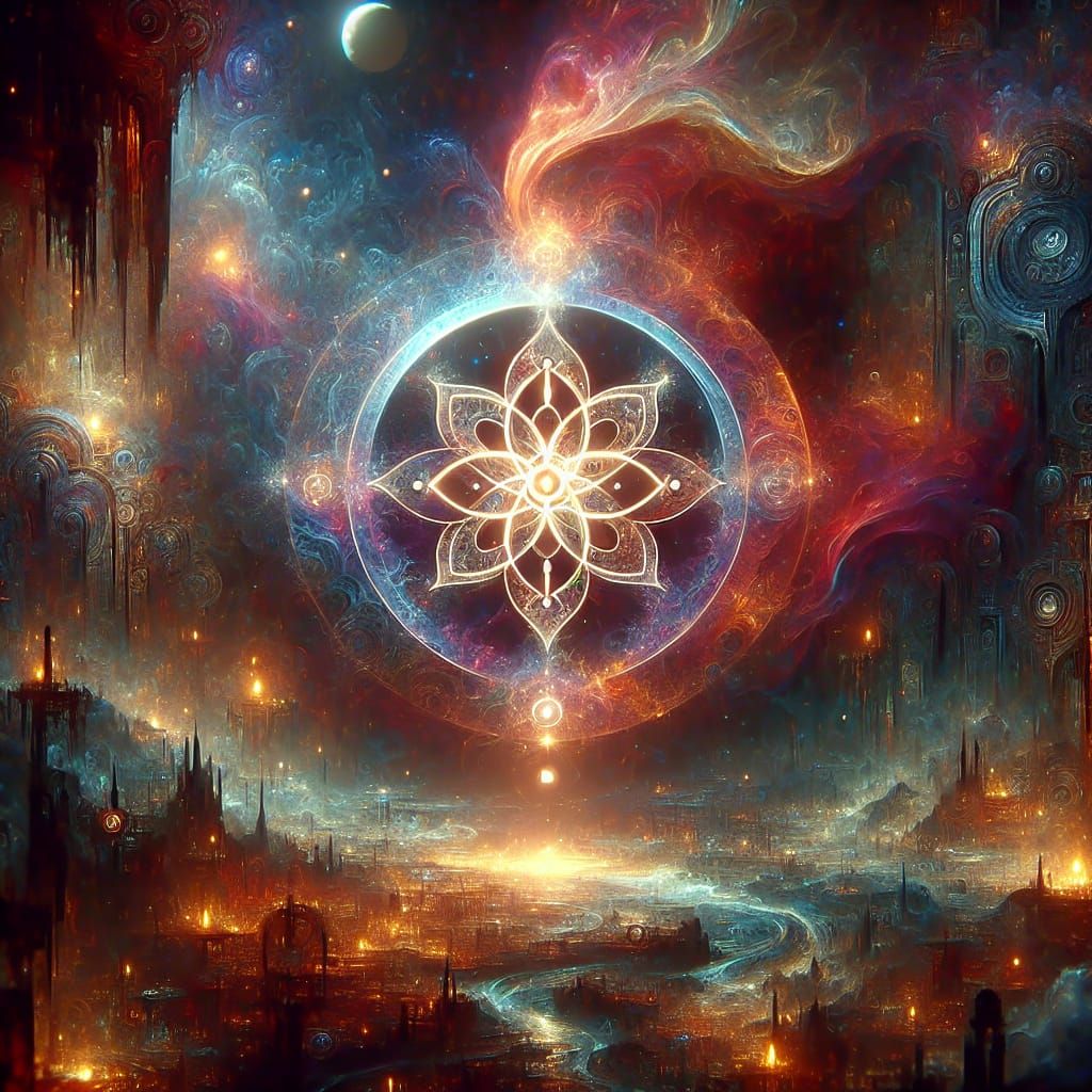 Glowing Unidentifiable Symbol in Detailed Matte Painting