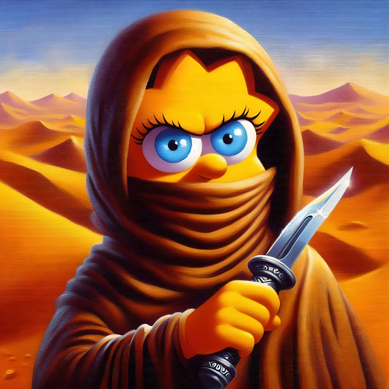 Lisa Simpson as Desert Nomad, Oil Painting
