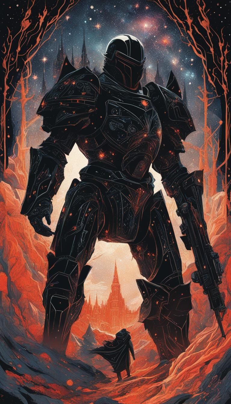 Sinister Galaxy Knight with Lava Outlines