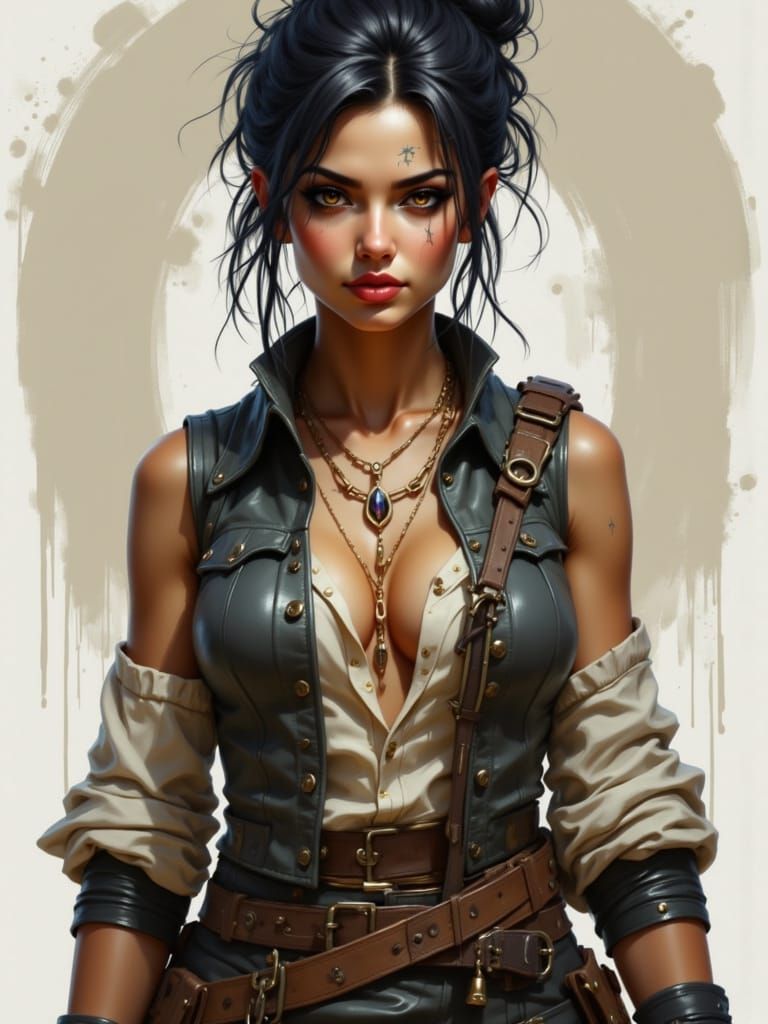 Detailed Painting of a Female Rogue with Scar
