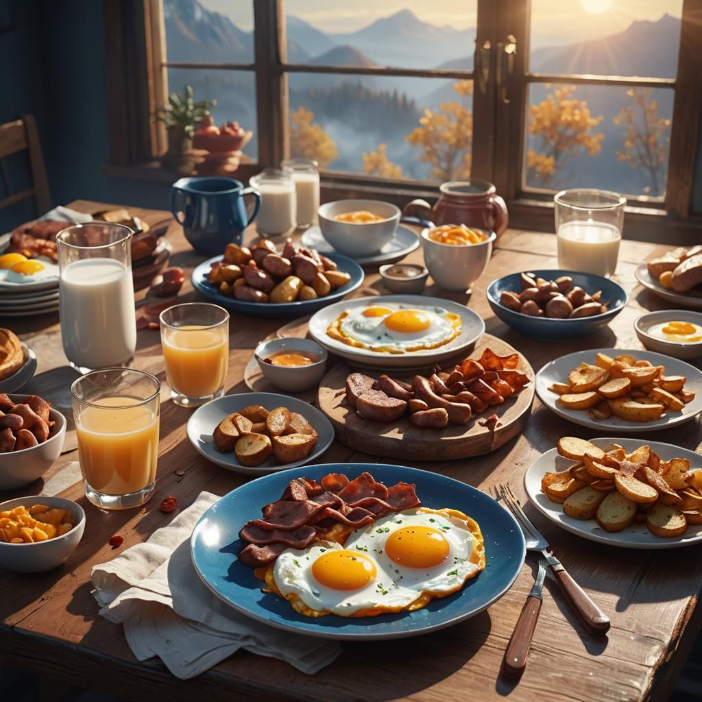 Fantasy Plate of Eggs and Breakfast Meats