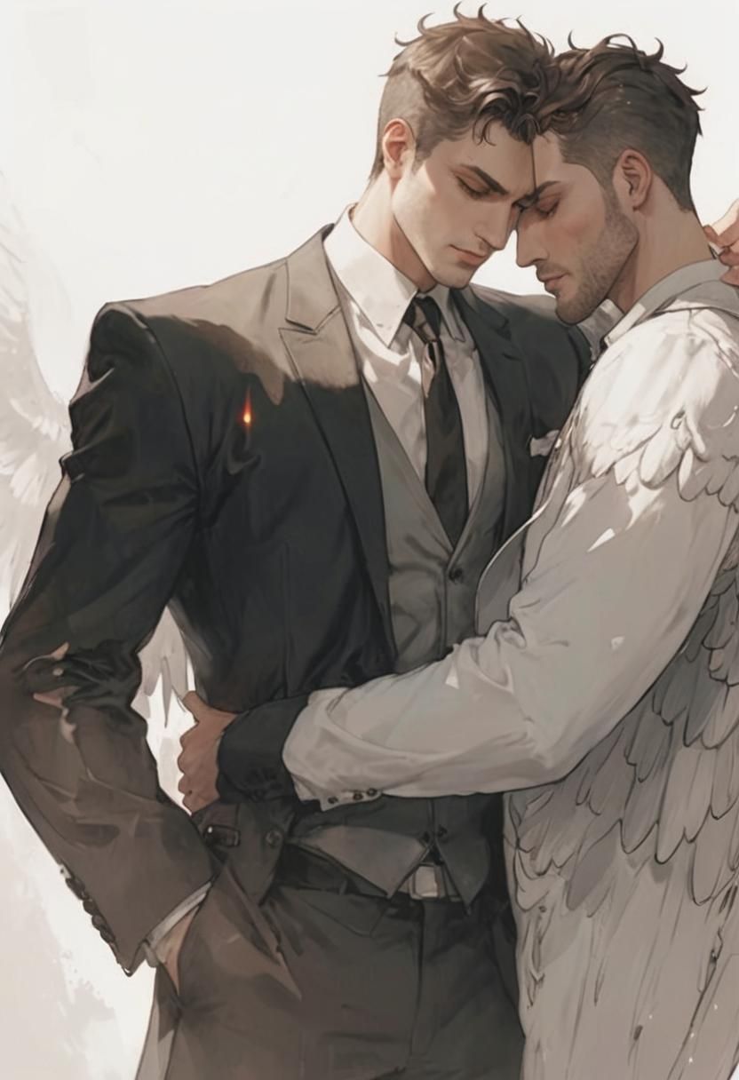 Prismatic Demon and Angel in Ethereal Embrace