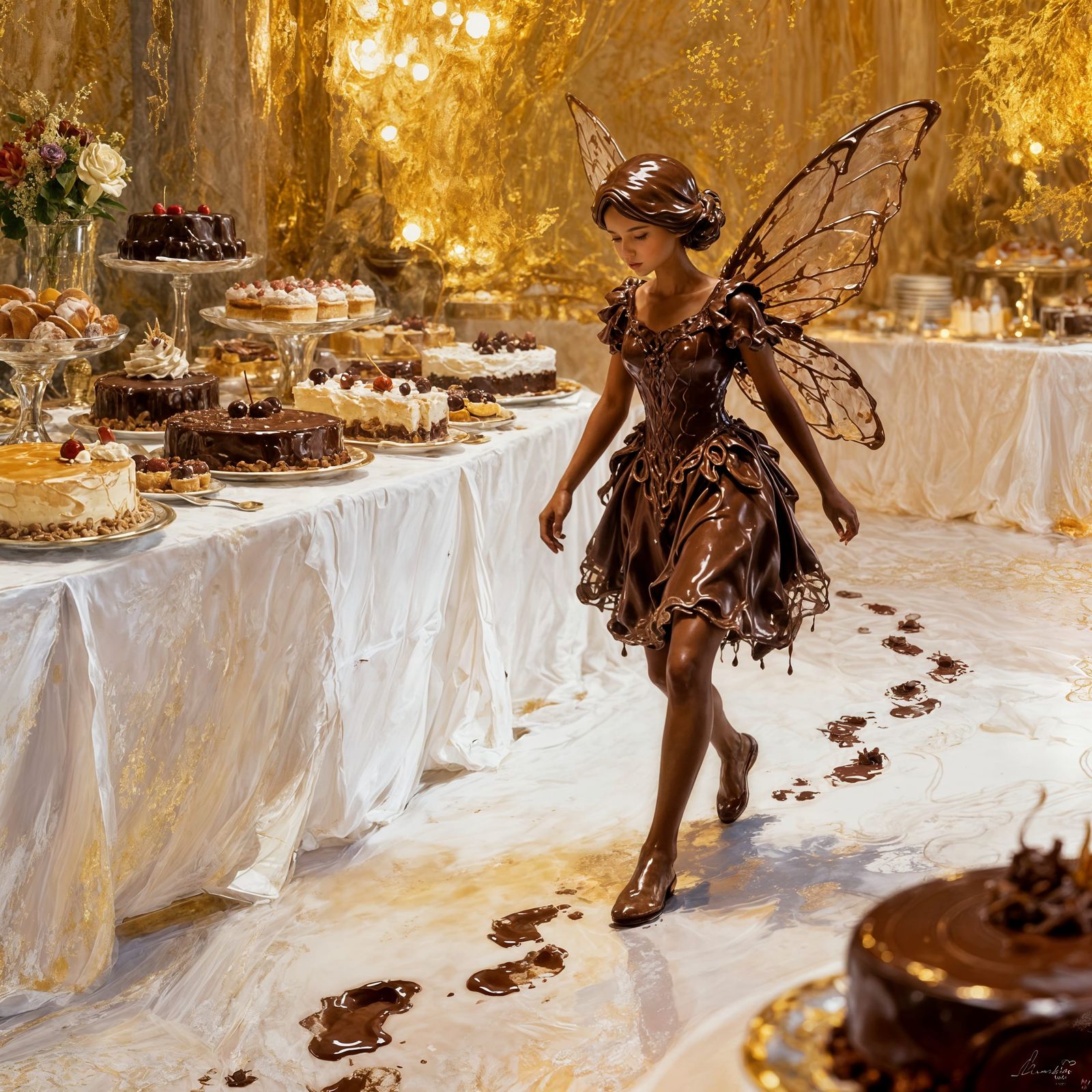 Chocolate Fairy at Dessert Buffet in Monet Style