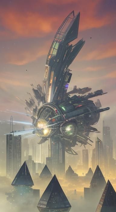 Cyberpunk Alchemist City in the Sky