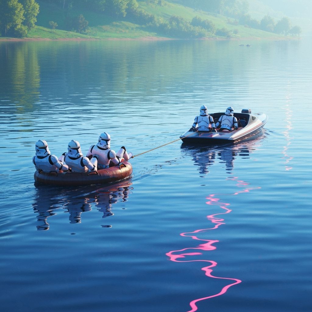 Clone Troopers Tubing on a Serene Lake