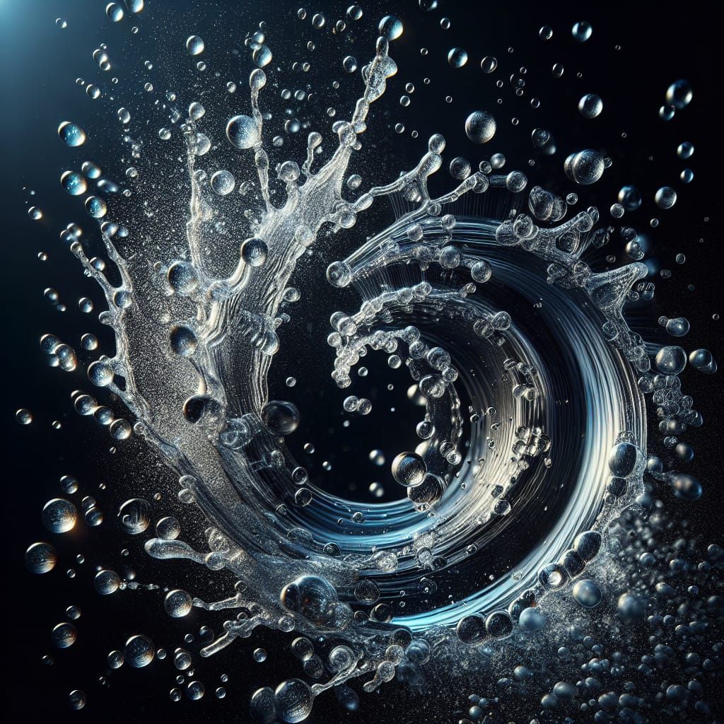 High-Speed Macro Photograph of Splashing Water Droplets