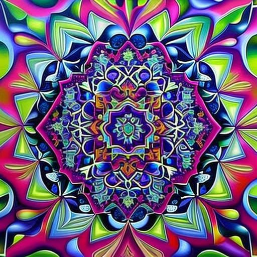 Psychedelic Apple Portrait with Jigsaw Puzzle Background