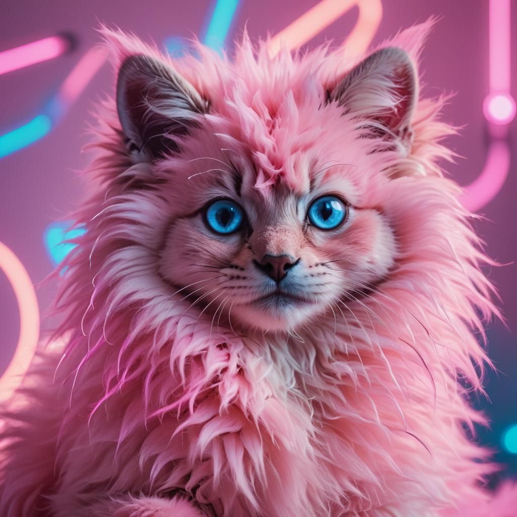 Synthwave Neon Animal Portrait in Retro Style