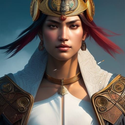 Warrior in Ancient-Funky Fashion, Hyperdetailed Portrait