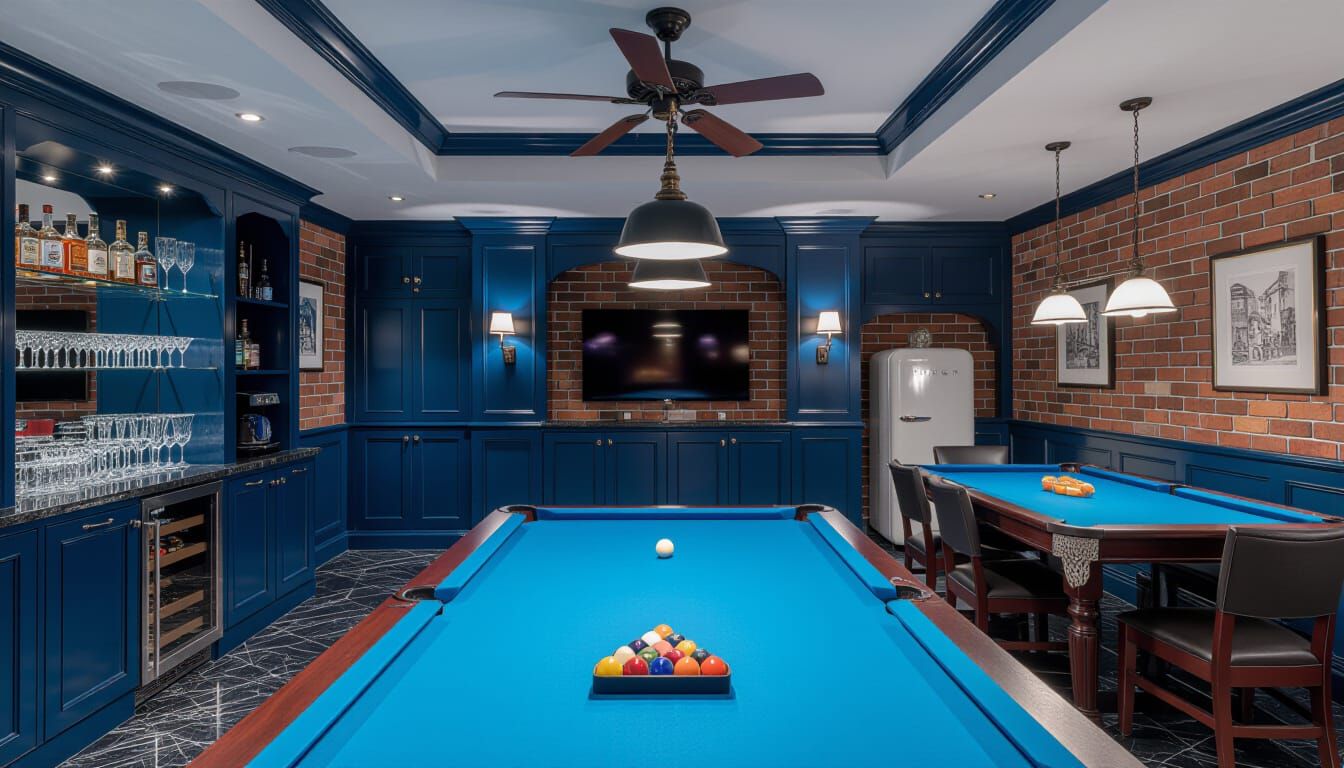Victorian Billiards Room with Blue Baize Table