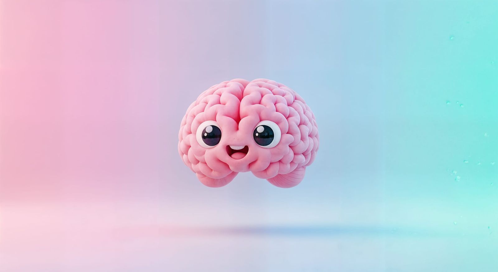Cute Cartoon Brain with Big Eyes in Pastel Colors