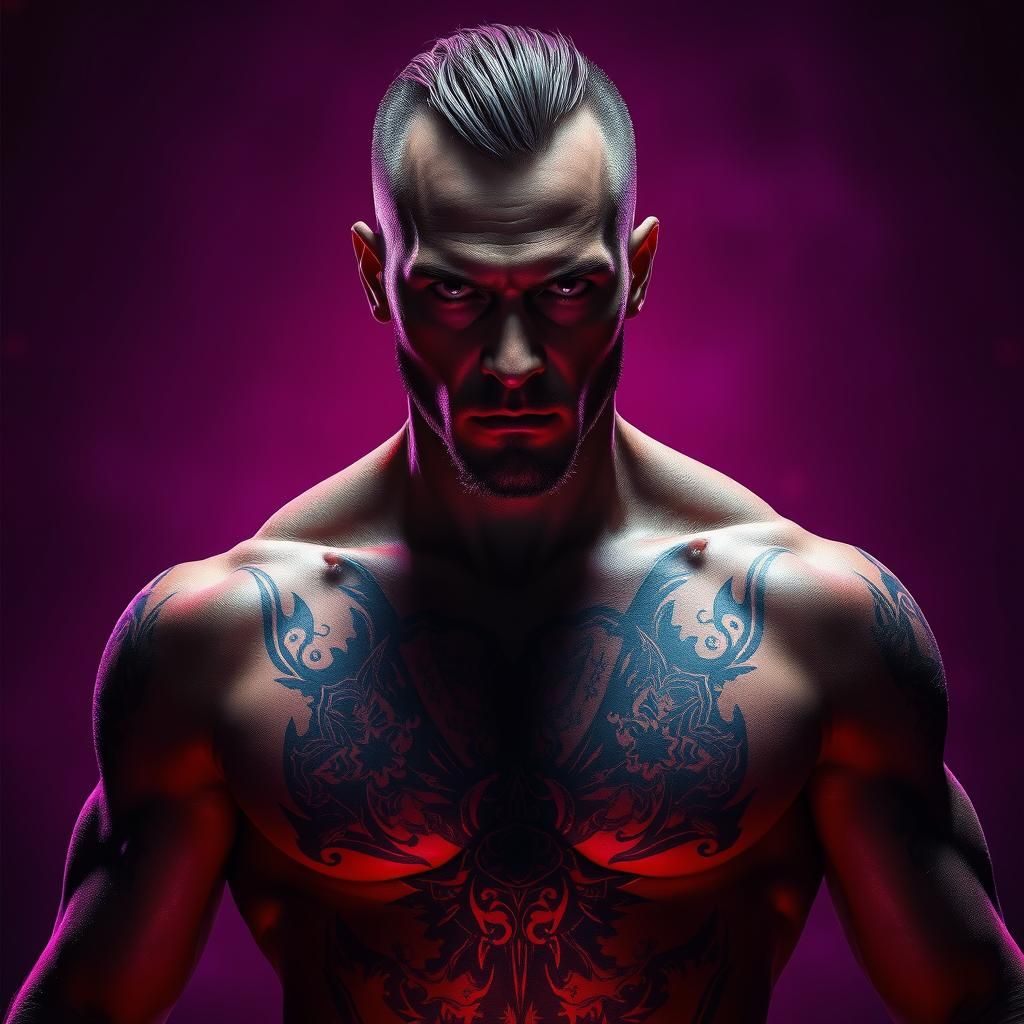 Imposing Male Sith Lord with Dark Side Tattoos