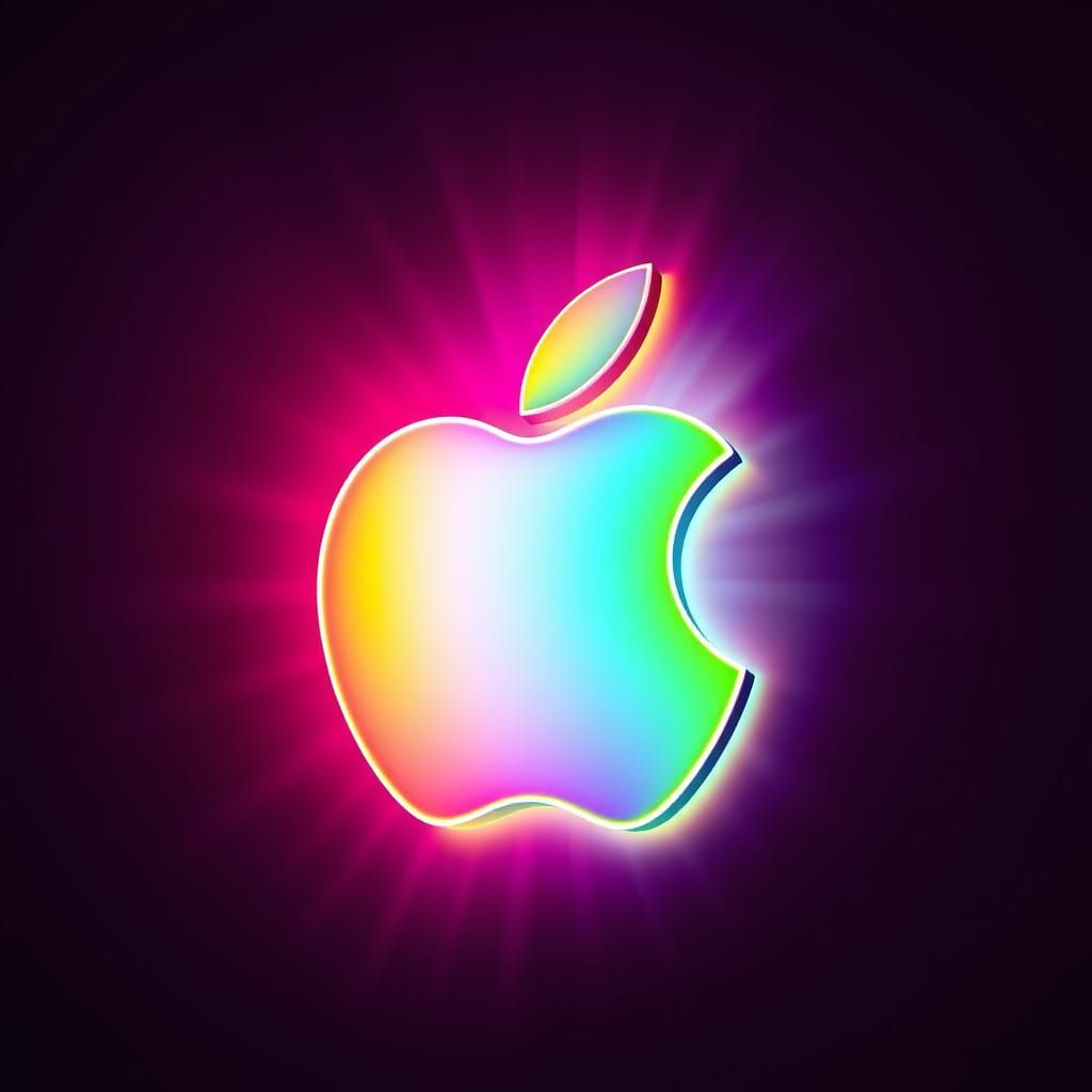 Futuristic Apple Logo Radiates Neon Aura