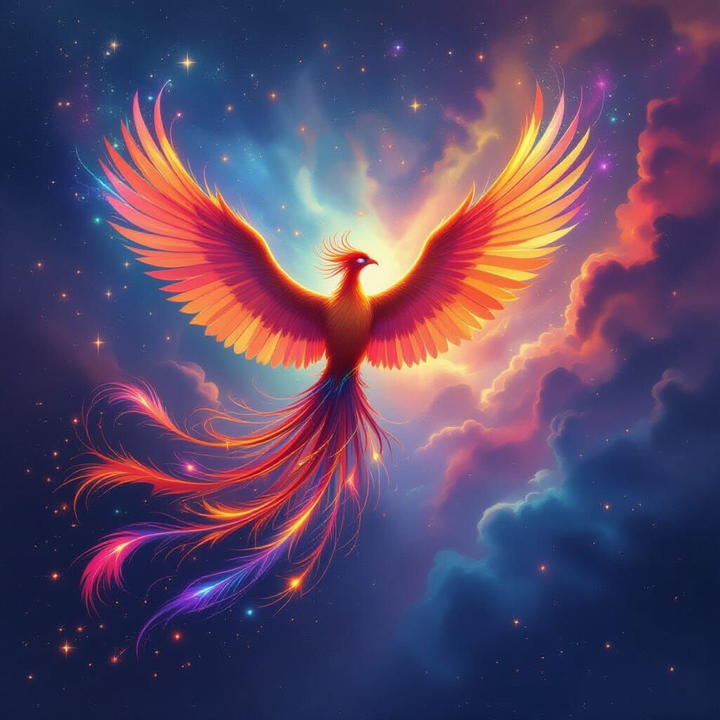 Majestic Phoenix Soars Through Cosmic Nebula
