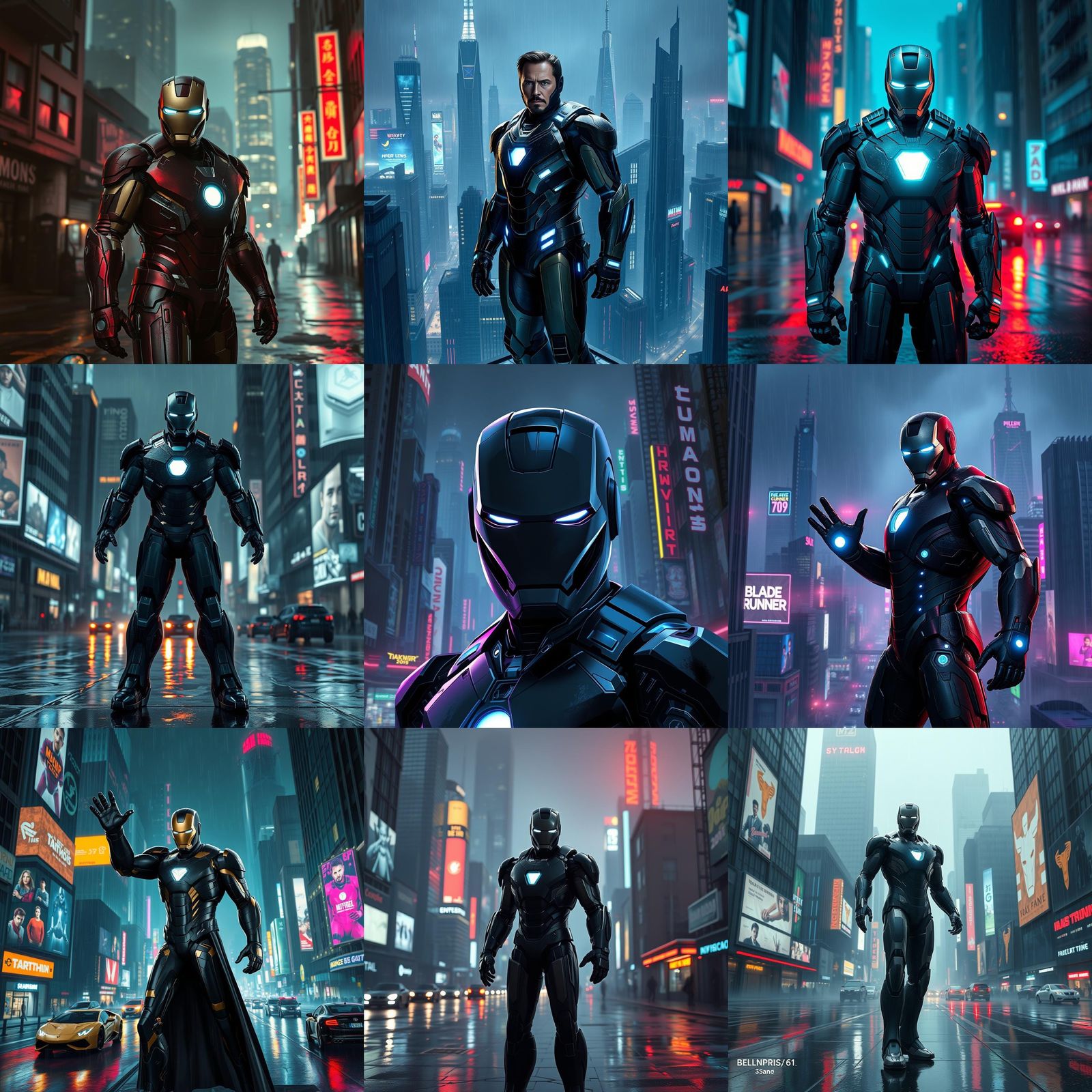 Iron Man in Dark Cyberpunk 2099 Style