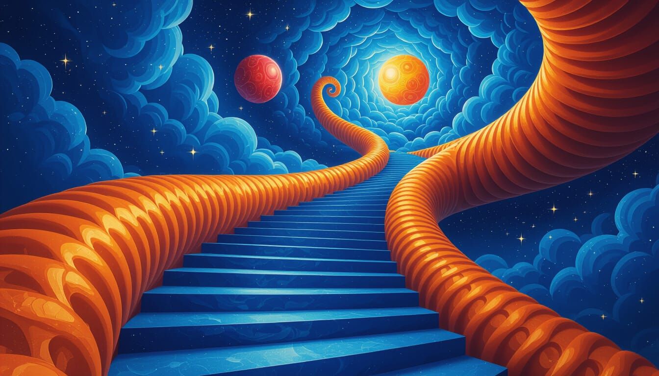 Surreal Cosmic Staircase Artwork