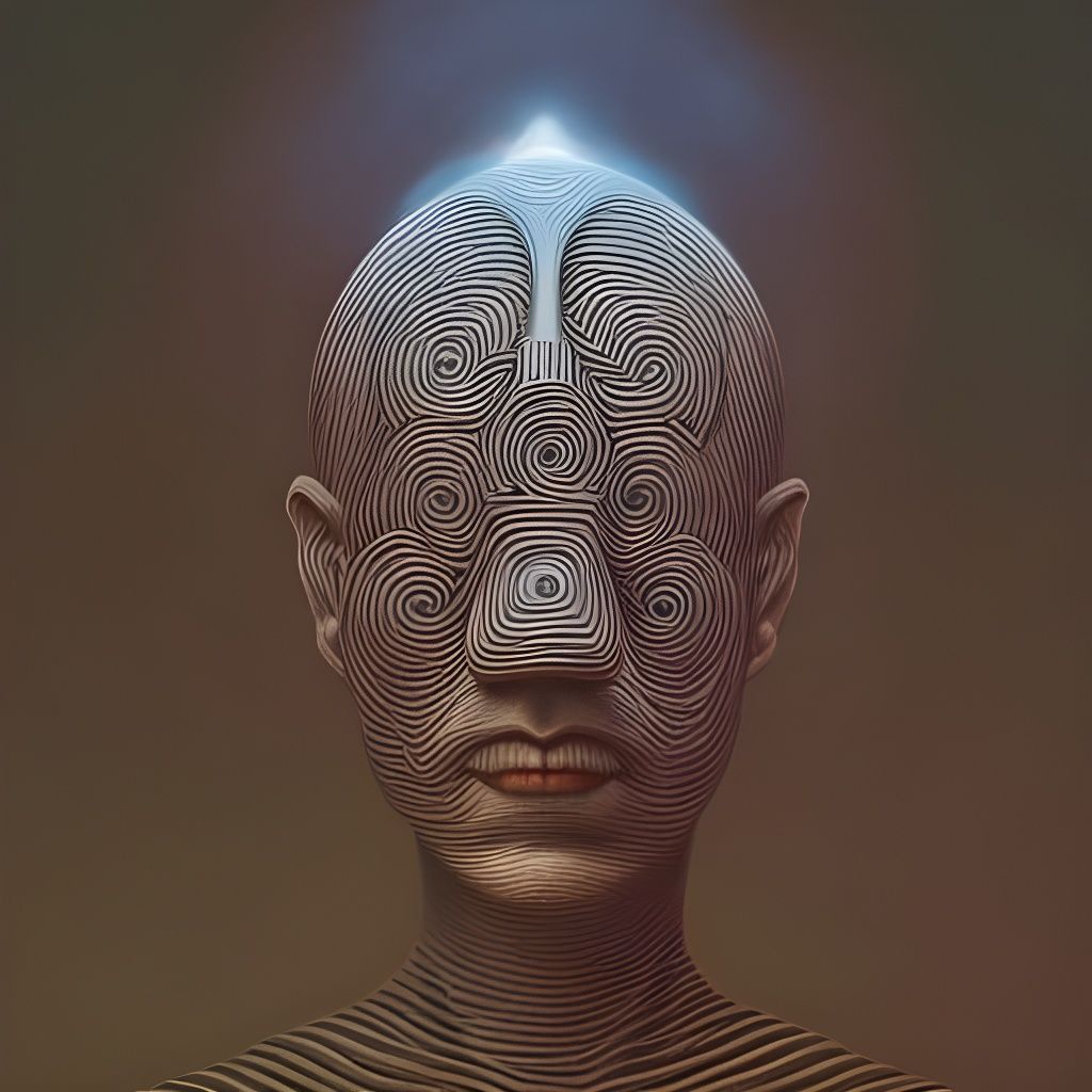 Human Head Labyrinth Maze in Dark Surrealist Style