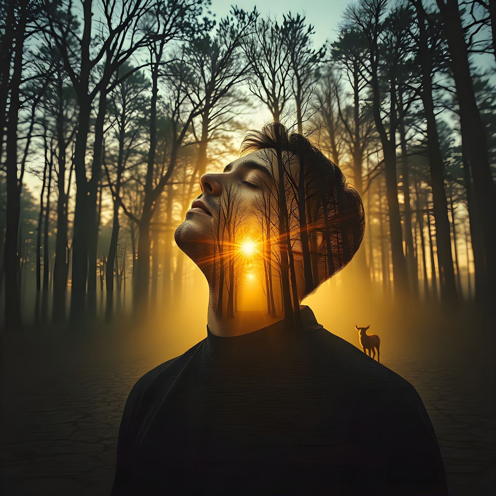 Twilight Forest Man: a Double-Exposure Portrait