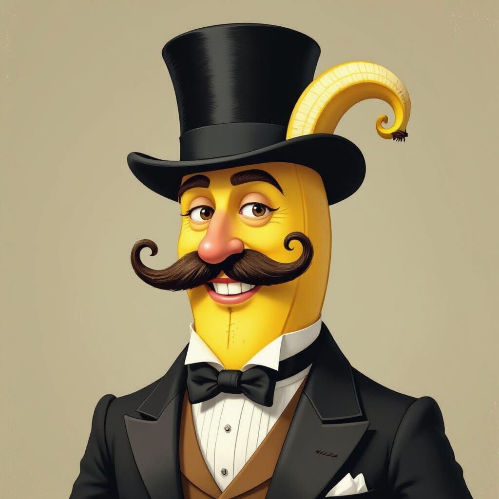 Sir Bananagan Peelington: A Banana Gentleman in Top Hat