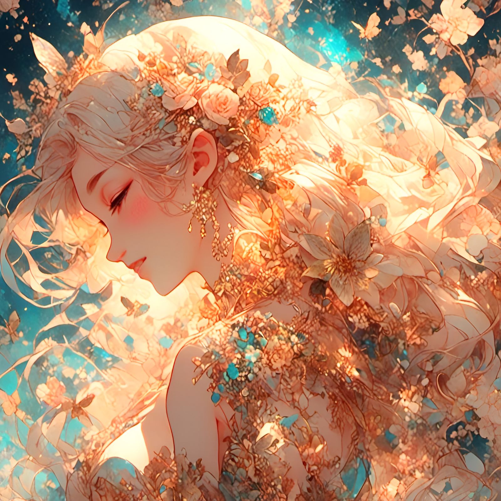 Sparkling Golden Rose in Metal