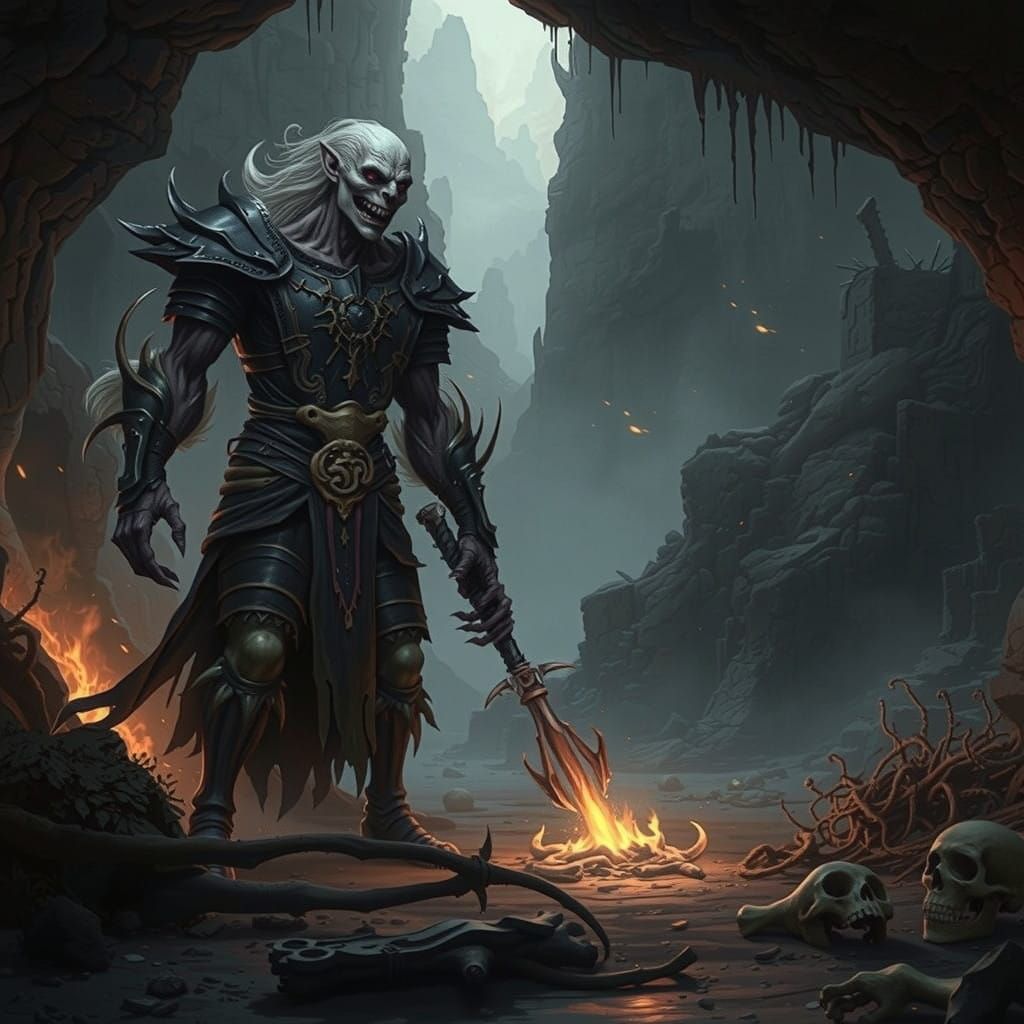 Surreal Undead Wight in Battle Stance, Inspired by Alphonse...