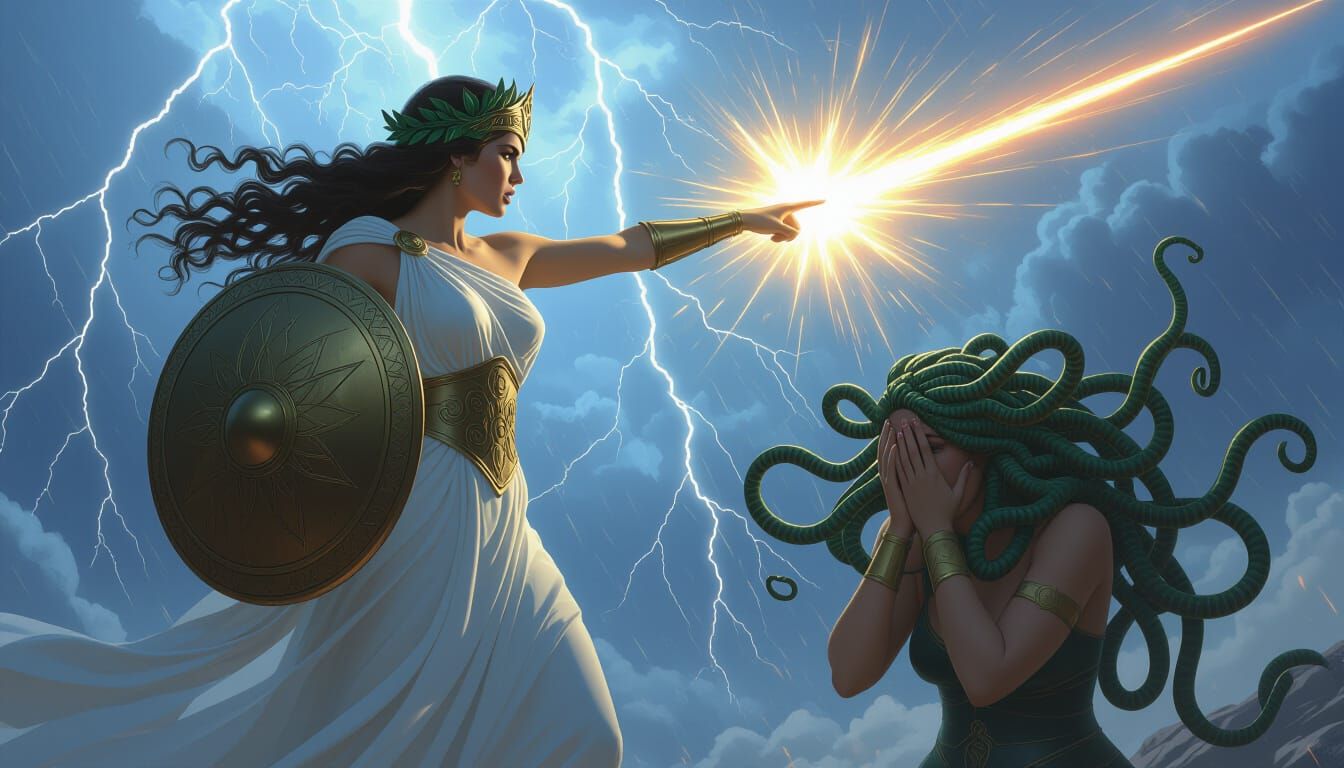 Athena's Wrath: Medusa's Punishment in Fantasy Art