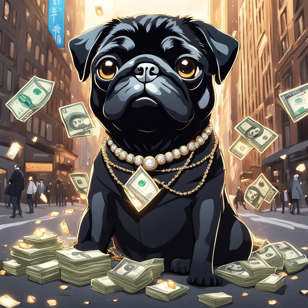 Billionaire Pug in Anime Style, New York