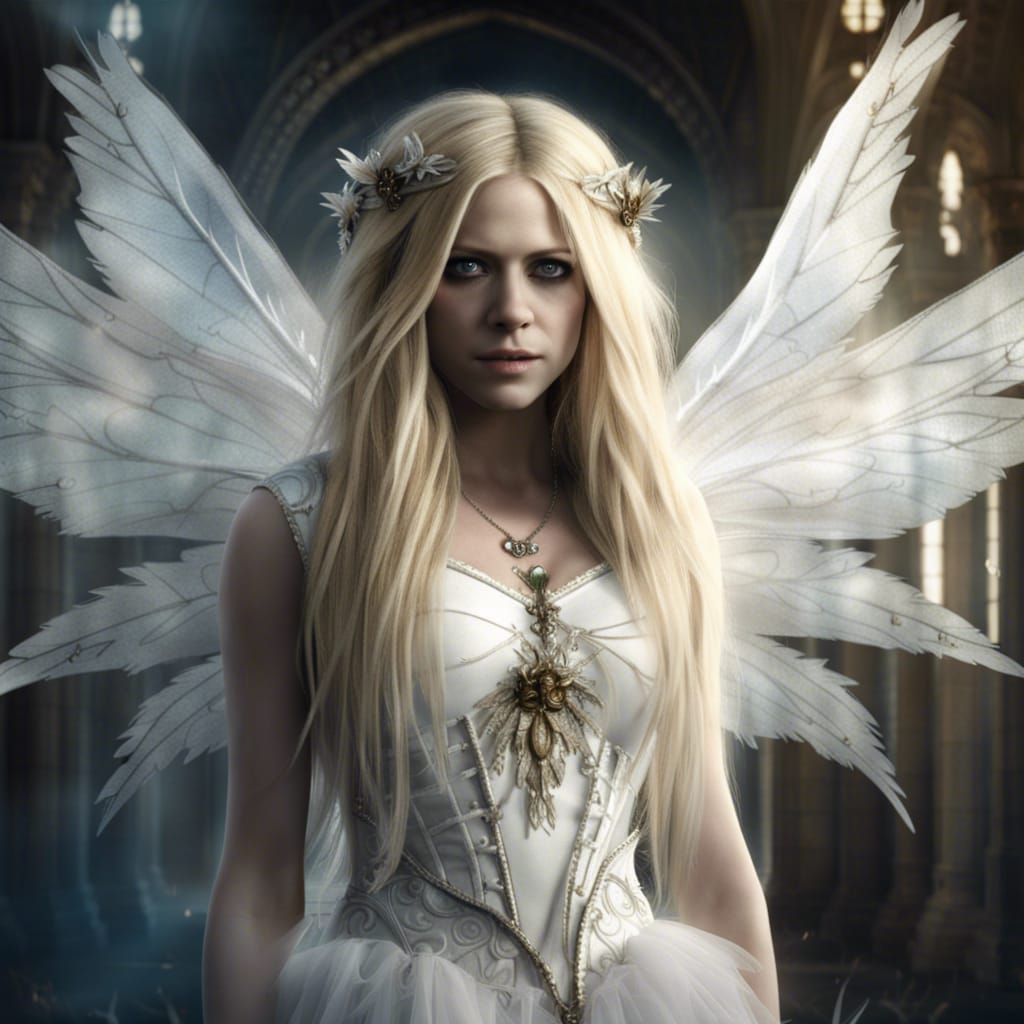 Fairy Portrait with Wings in Digital Painting Style