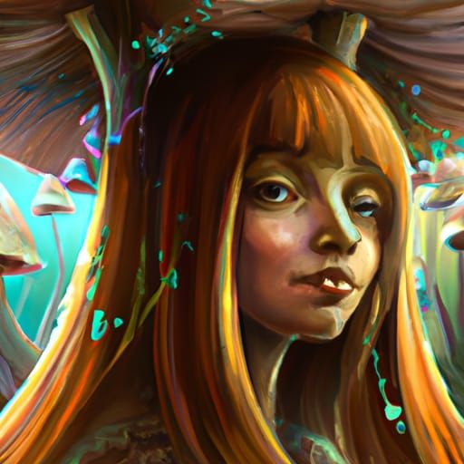 Halfling Mushroom Druid Portrait in Hyperdetailed Style