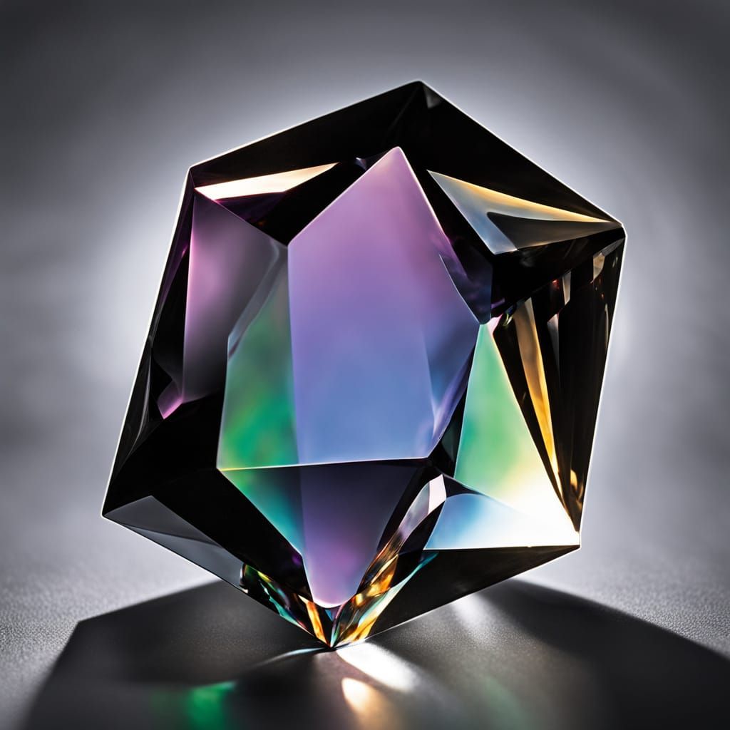 Black Quartz Prism Refracts Light into Dark Colors