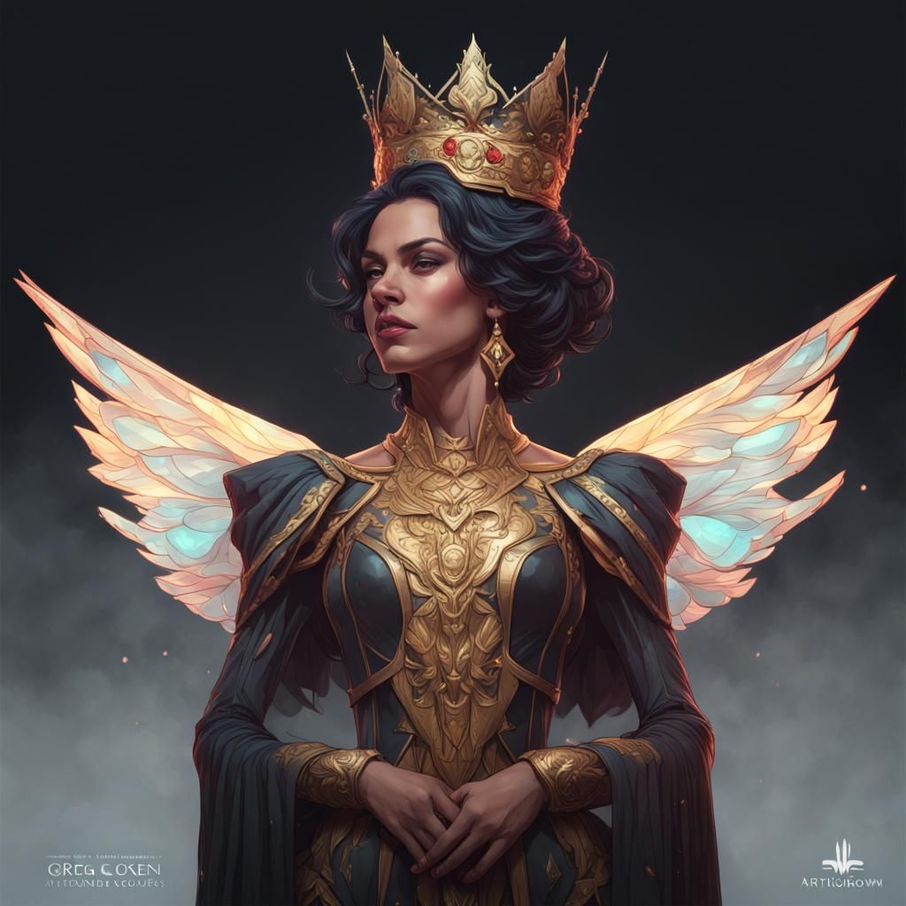 Queen Back Portrait in Hyperdetailed Art Style
