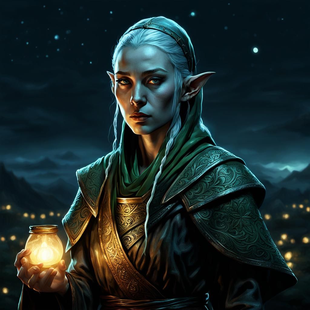 Nighttime Elven Monk in Shadow