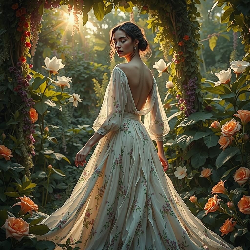 Floral Tapestry Symbolizing Connection in Impressionist Styl...