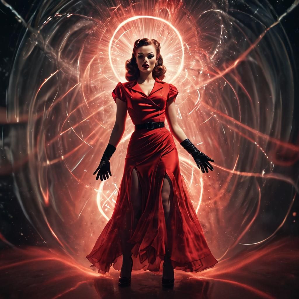 Retrofuturistic Pin-Up Girl Radiates Mysterious Power