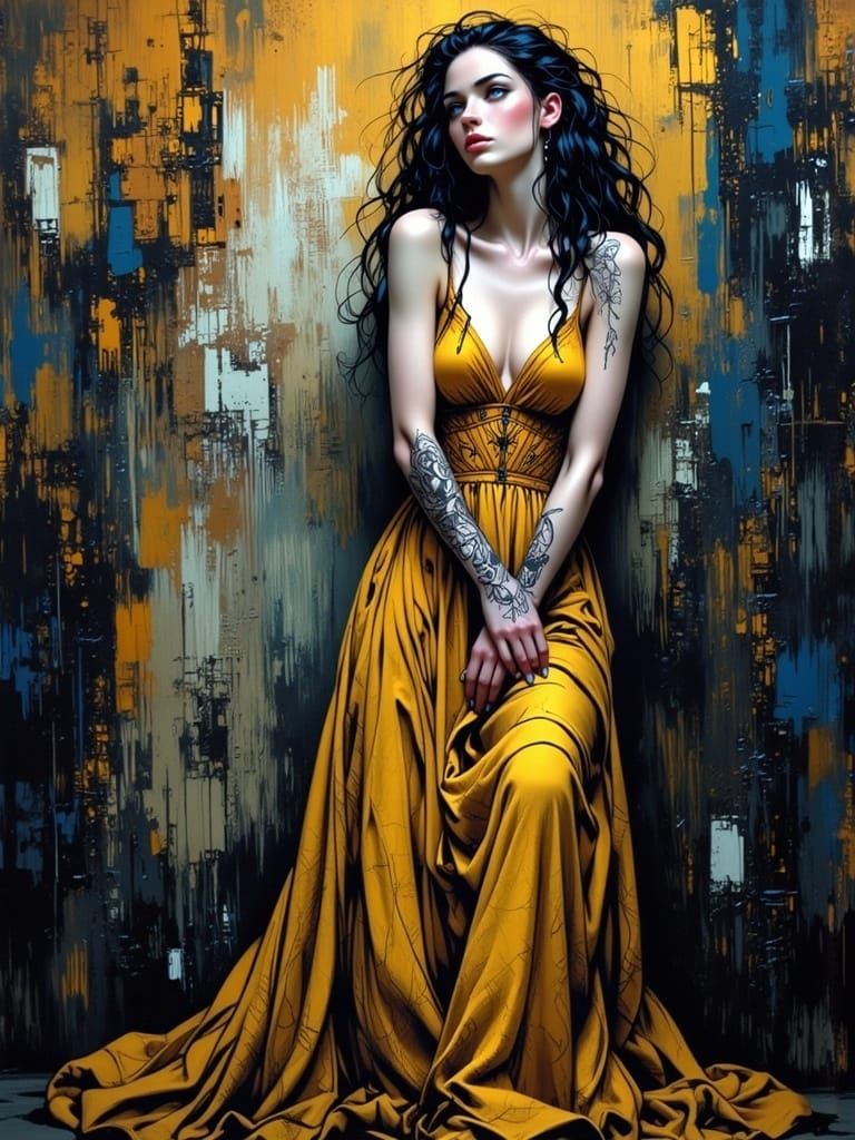 A Woman in a Lavish Gown Amidst a Dramatic Breakup