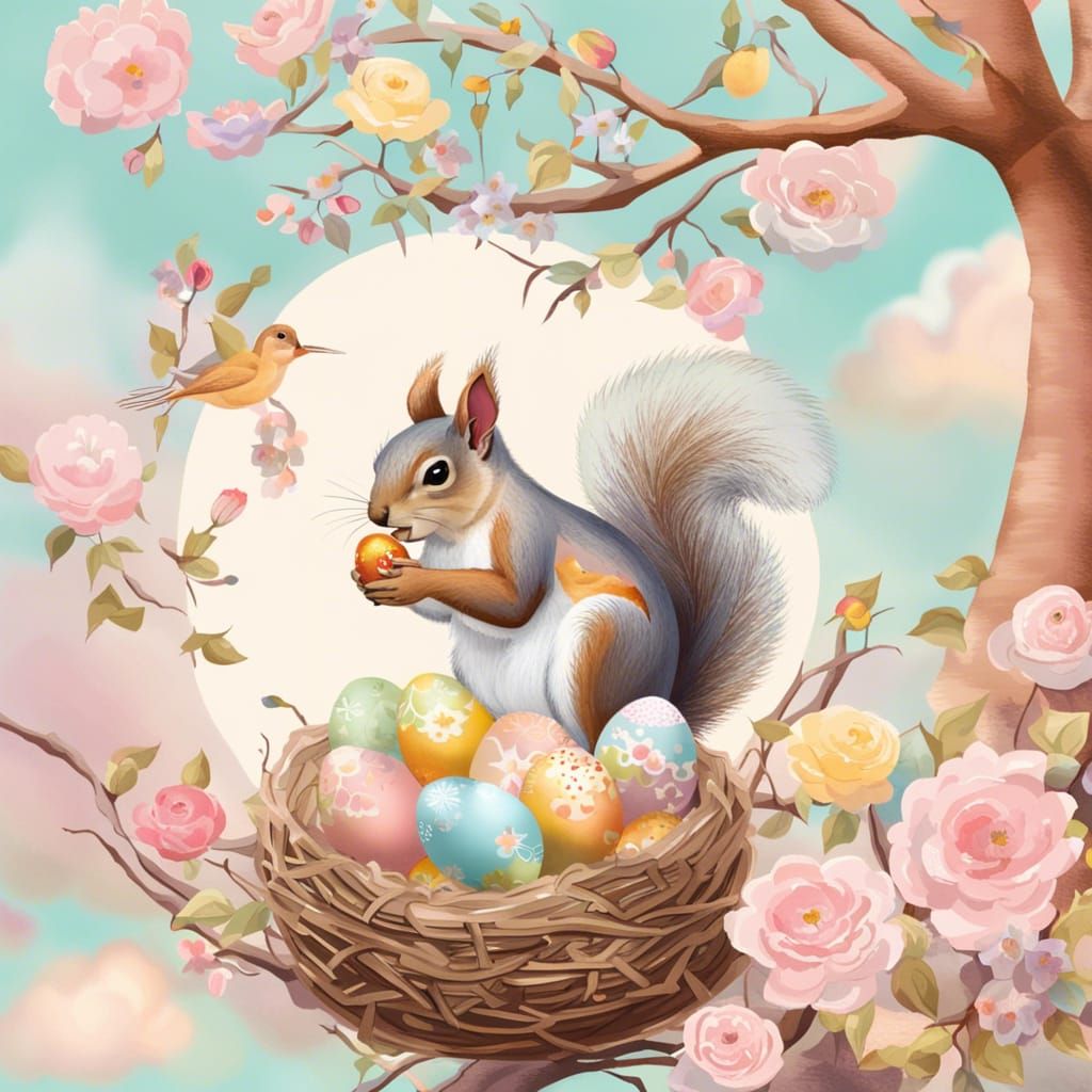 Mr. Squirrel Easter Egg Hunting